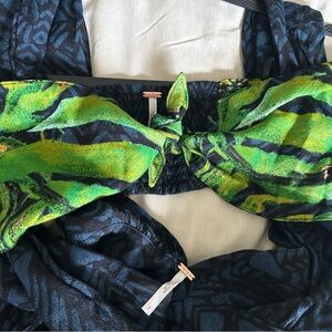 Free People Black and Green Dress